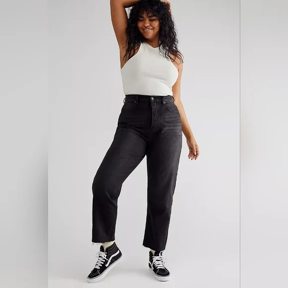 WE THE FREE CRVY Jeans Cropped Metallic Snakeskin Coated Black Gold NWOT… - Picture 10 of 10